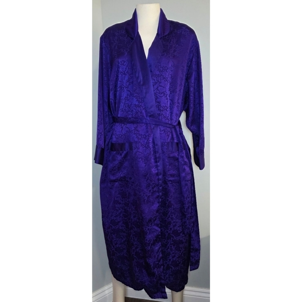 Vintage Victoria's Secret Gold Label Purple Jacquard Robe